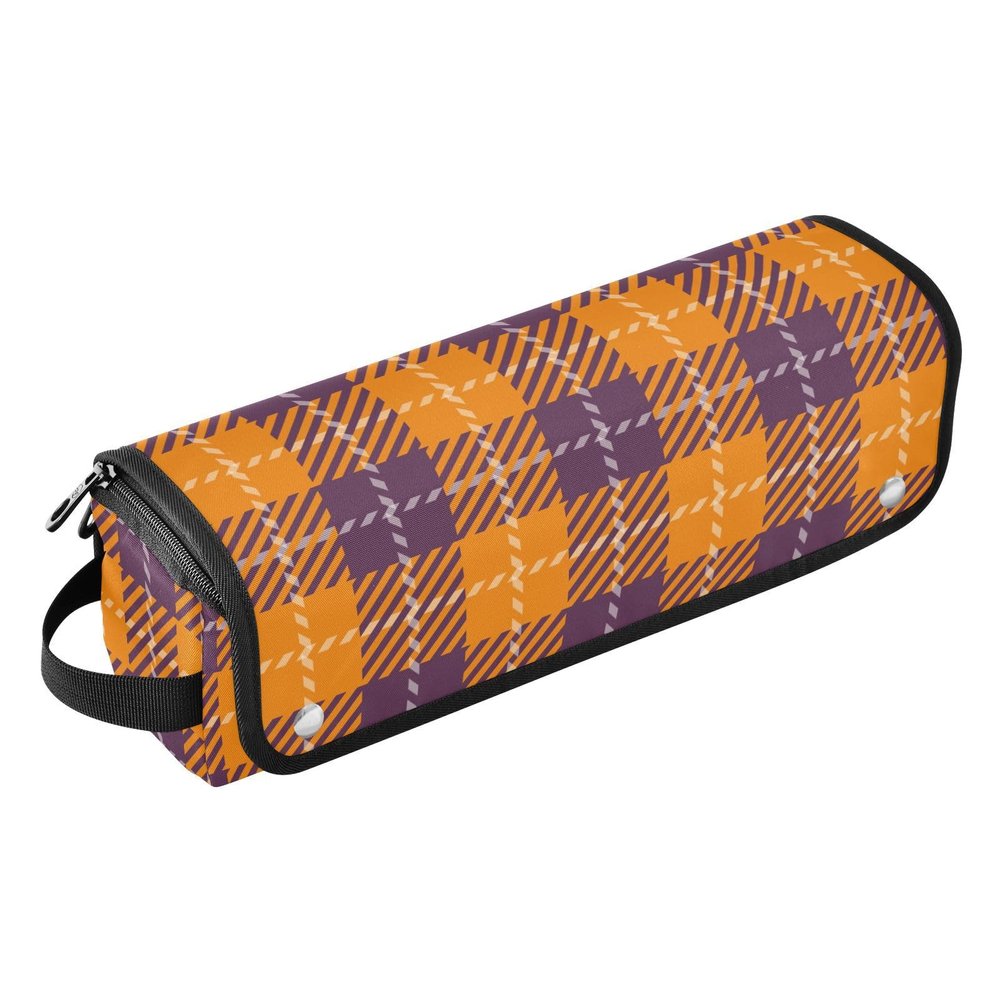 FRODOTGV Plaid Travel Bag with Heat-Resistant Mat, Zippered Storage Bag for Flat Irons, Curling Irons and Hair Dryers, 1 Size
