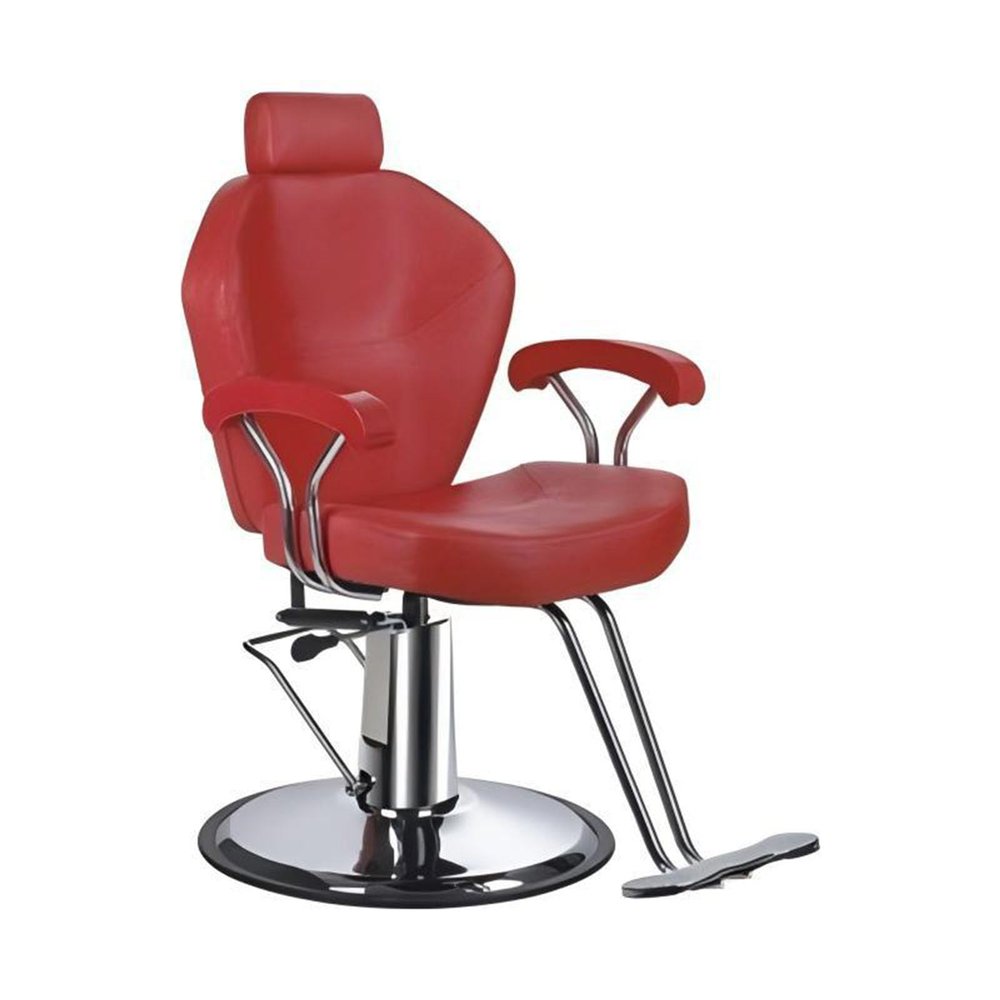 Hydraulic Barber Chair with 360-Degree Swivel, Red
