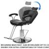 Hydraulic Barber Chair with 360-Degree Swivel, Red view 3