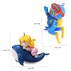 COLLBATH 4-Piece Floating Aquarium Diver Ornaments, Cartoon PVC Decorations, Whale-Riding Girl Ornament view 2