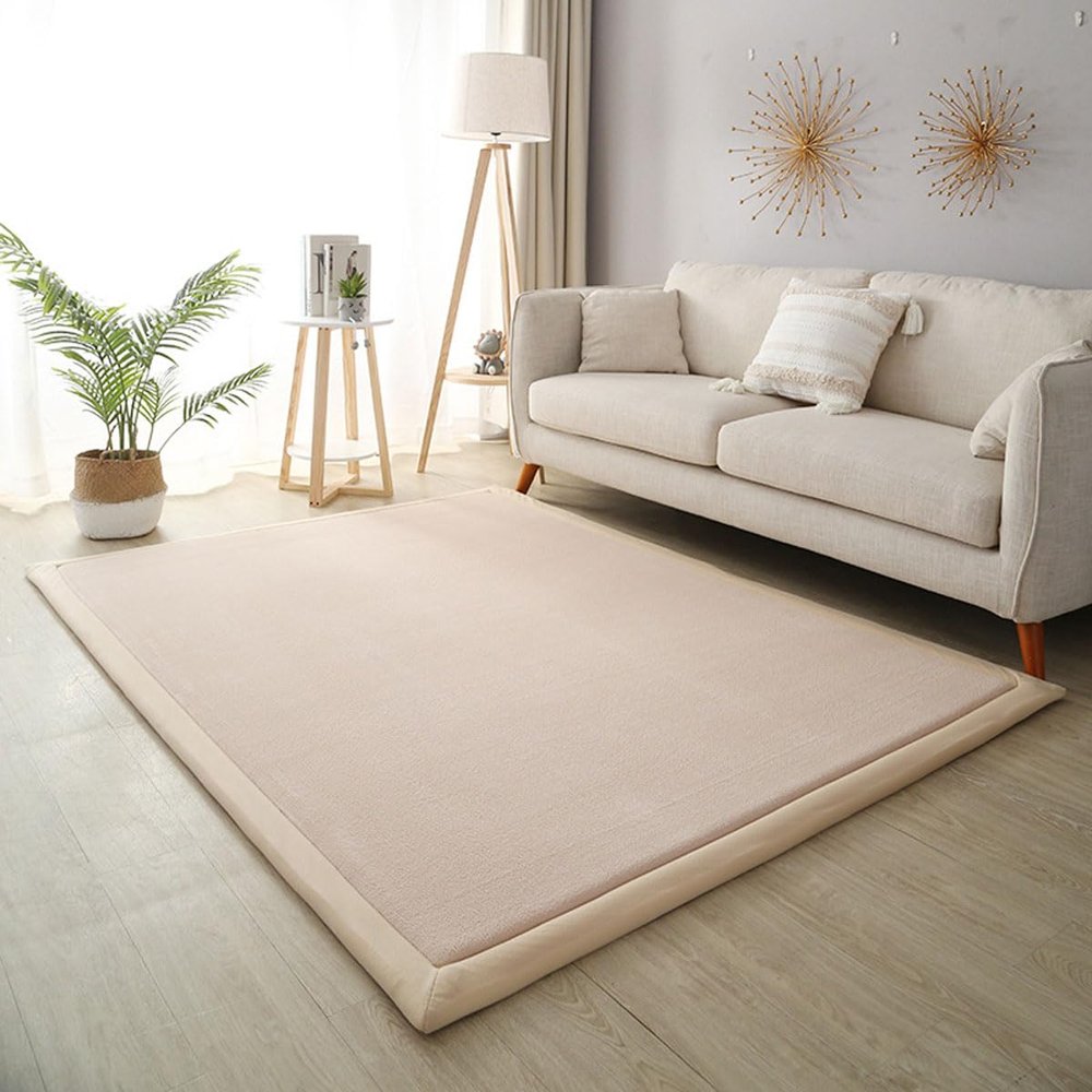 Baby Crawling Mat, Non-Slip Coral Fleece, 2 cm Thick, Children's Rug, Light Brown, 120 x 200 cm
