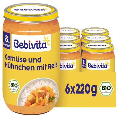 Bebivita Vegetable Rice with Chicken, Asian-Style, 6-Pack (6 x 220 g), Meal from 8 Months