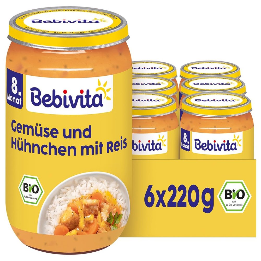 Bebivita Vegetable Rice with Chicken, Asian-Style, 6-Pack (6 x 220 g), Meal from 8 Months