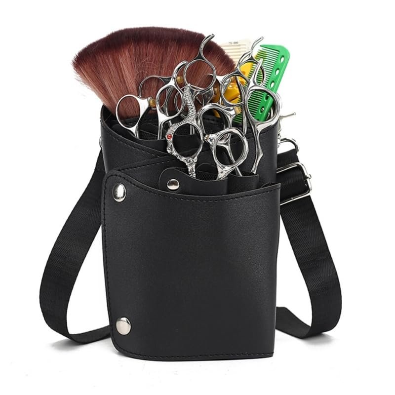 HESHUYAN Hairdressing Tool Bag, PU Leather Salon Scissor and Comb Case