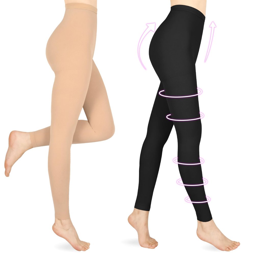 Wegitcs 20–30 mmHg Medical Compression Pantyhose for Women and Men, 2 Pairs