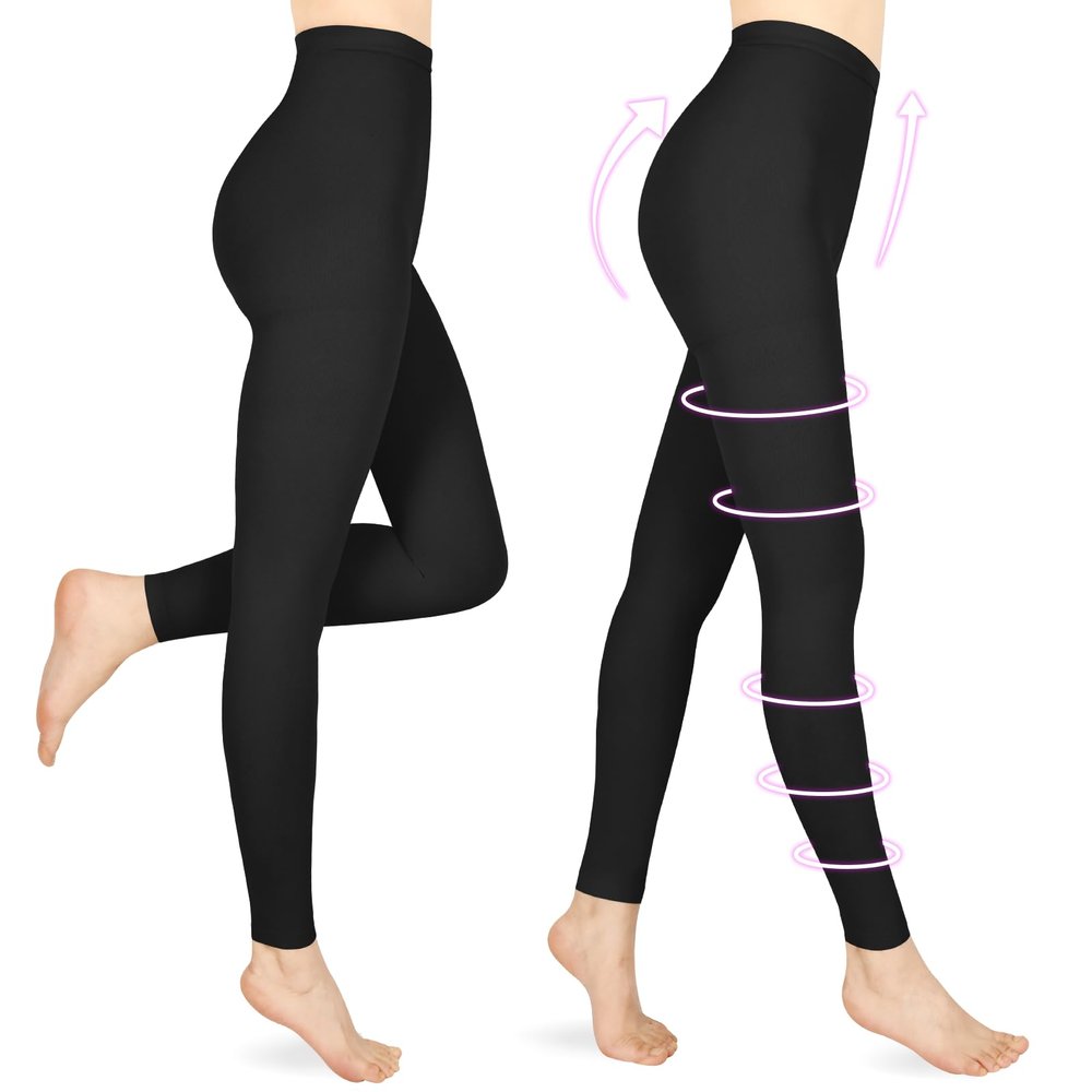 Wegitcs 20–30 mmHg Medical Compression Tights for Women and Men, 2 Pairs