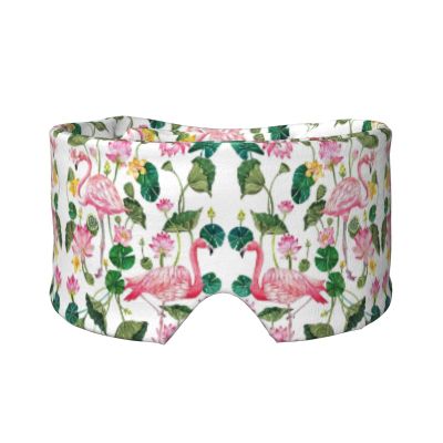 Flamingo Bird Round Leaves Print Sleep Mask