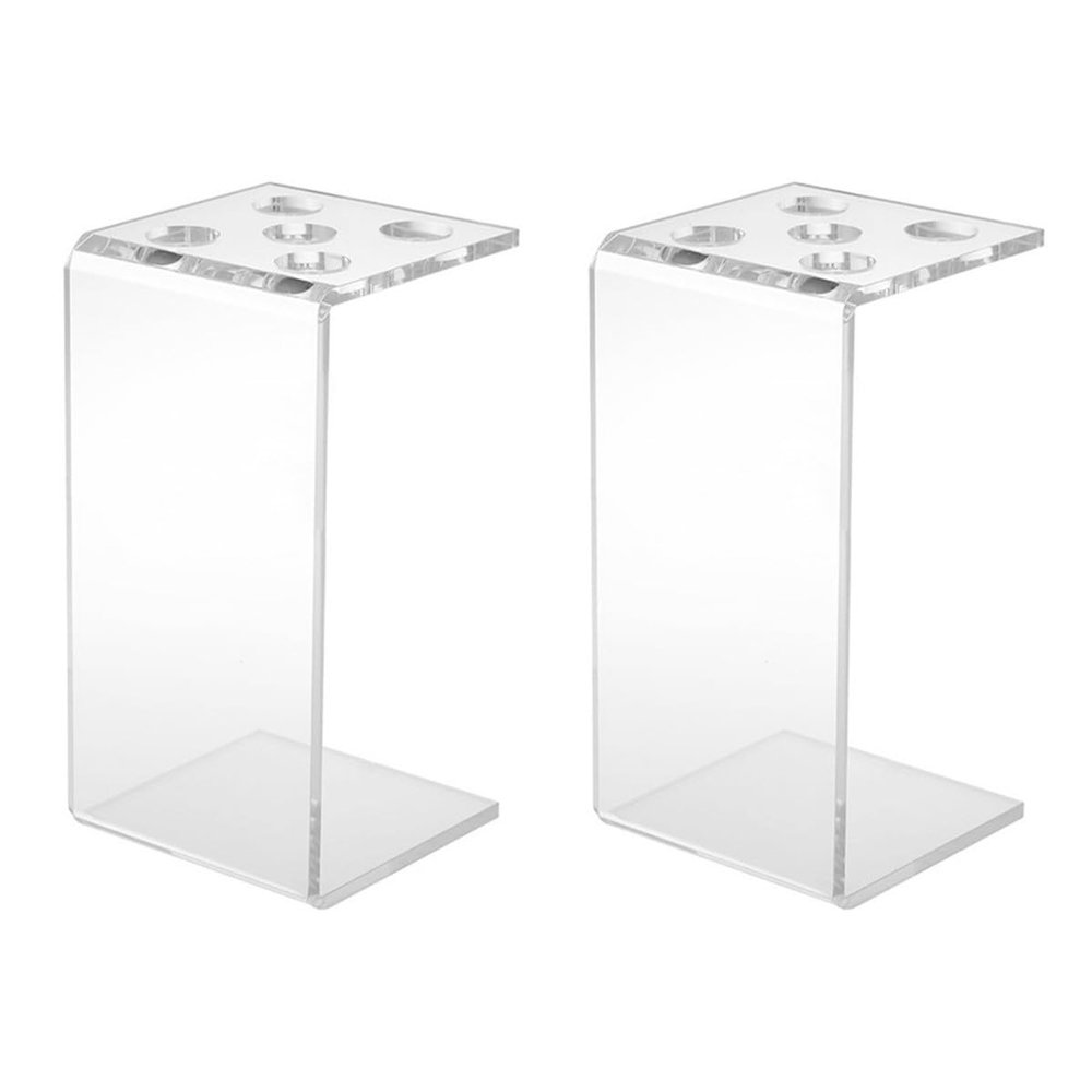 IWOWHERO 2-Piece Transparent Scissor Holder for Hairdressers, Storage Stand for Hair Clippers and Combs, Elegant Design for Salon and Home
