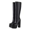 Women's Knee-High Boots with 14.5 cm Chunky Heel and Side Zipper view 1