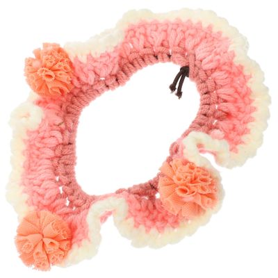 Decorative Pink Cat Collar with Flower and Bell for Halloween Parties