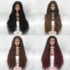 Fengqingyunyan0304 Lace Front Wig, Avant-Garde Chic Braided Women's Headpiece, Human Hair, Wine Red view 2