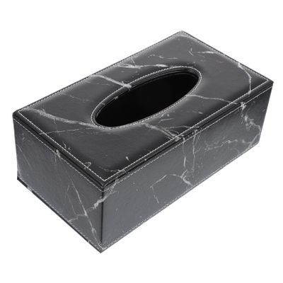 Leather Tissue Box Cover, Black Marble Design, for Bathroom