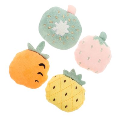 BUGUUYO 4-Piece Interactive Cat Toy Set, Plush Cartoon Fruit Design with Crinkle Paper