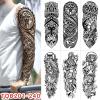 SQMSK 170 x 480 mm, 2-Piece Large Waterproof Temporary Tattoos, Realistic Floral 3D Black Body Art view 2