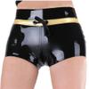 TUNAYI Men's Red Latex Boxer Briefs with Black and Gold Trim and Laced Front, XS view 1