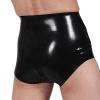 TUNAYI Red Latex Briefs, Mid-Waist, Front Crotch Zippers, Transparent Purple, Men's Size S view 2