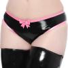 TUNAYI Black Latex Briefs with Pink and Brown Trim and Front Bows, Male L view 1