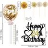 Happy 24th Birthday Cake Topper, Black and Gold view 2