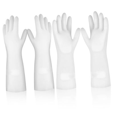 Hoement White Latex Kitchen Gloves, Elegant Cleaning Gloves, 2 Pairs