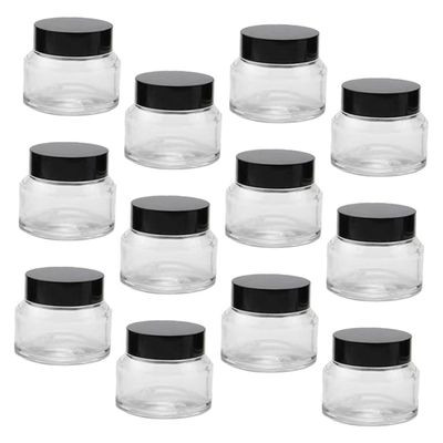 BIUDECO 12-Piece Glass Cream Jars with Wide Mouths and Secure Lids
