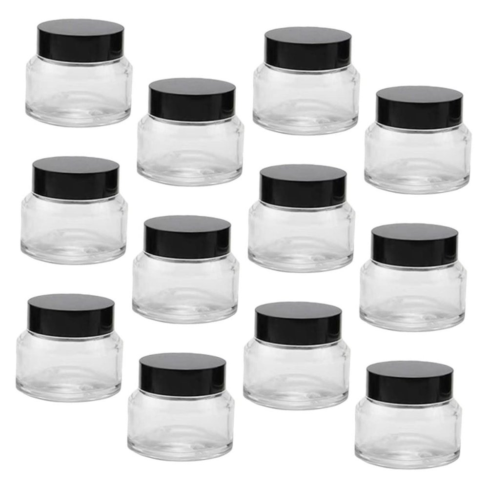 BIUDECO 12-Piece Glass Cream Jars with Wide Mouths and Secure Lids