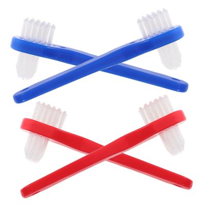 4-Piece Portable Denture Toothbrushes with Soft Bristles for Adults