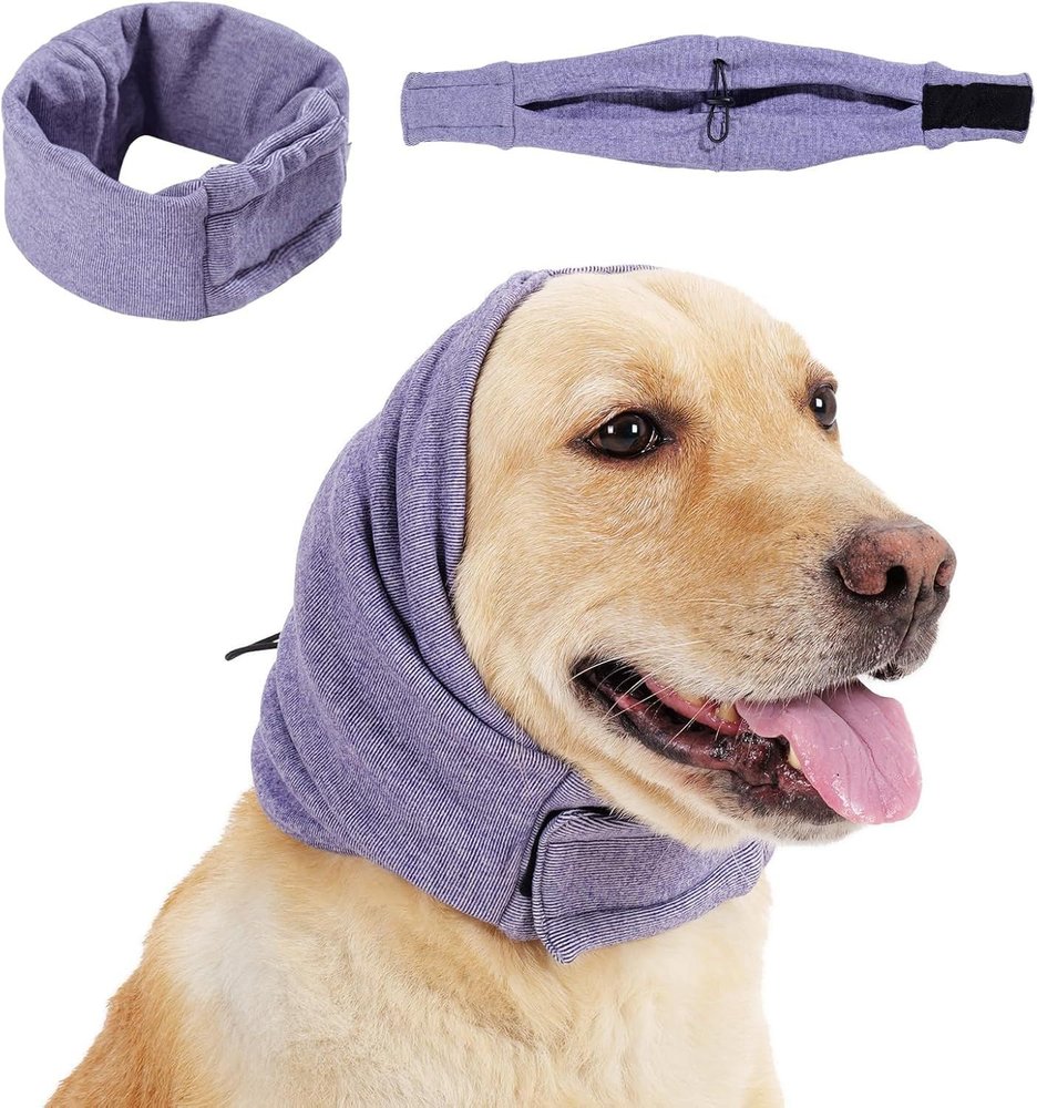 FANSU Ear Protection for Dogs, Noise-Reducing Snood, Purple, Size S, 3-Pack