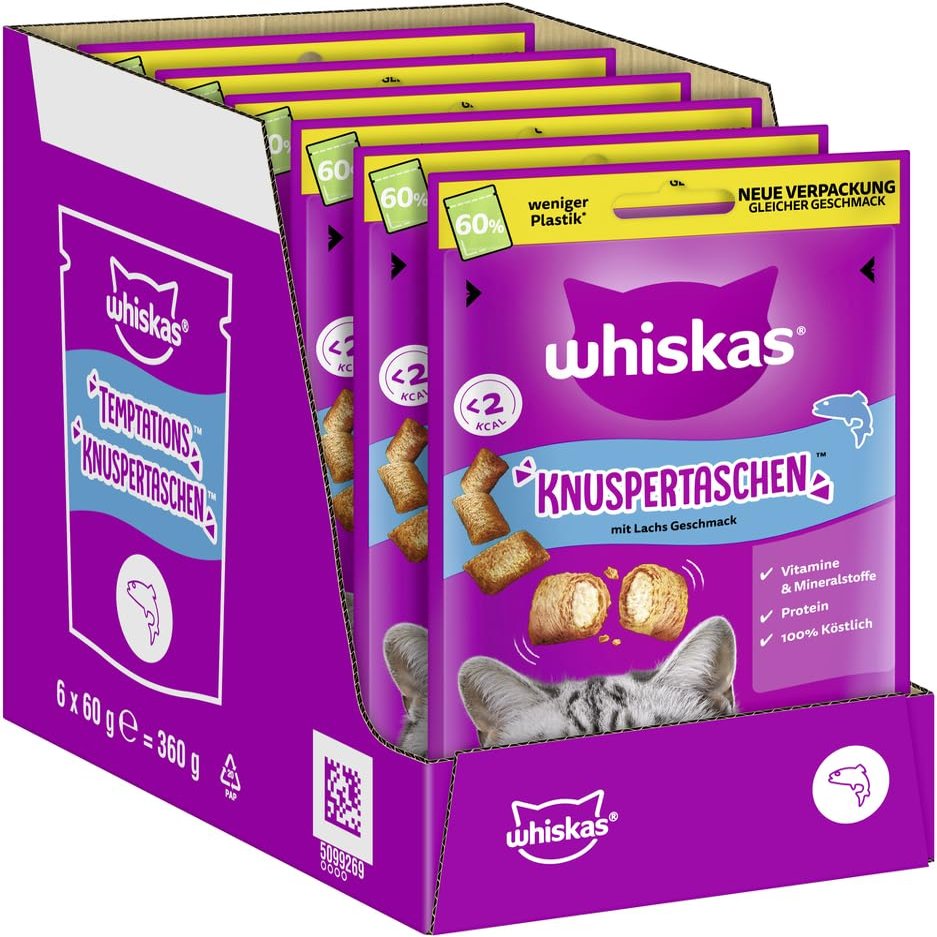 WHISKAS Crunchy Treats with Salmon 6 x 60g