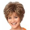 ASHSDI Short Dark Brown Pixie Wig with Mixed Blonde Highlights and Bangs view 1