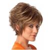 ASHSDI Short Dark Brown Pixie Wig with Mixed Blonde Highlights and Bangs view 2