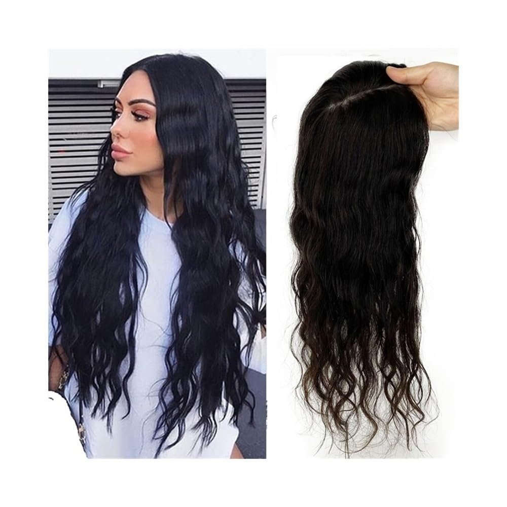 Wavy Curly Human Hair Topper for Women, 15 x 16 cm