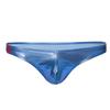 JPXJGT Men's Patent Leather Low-Waist G-String Thong with Bulge Pouch, Size XL, Blue view 1