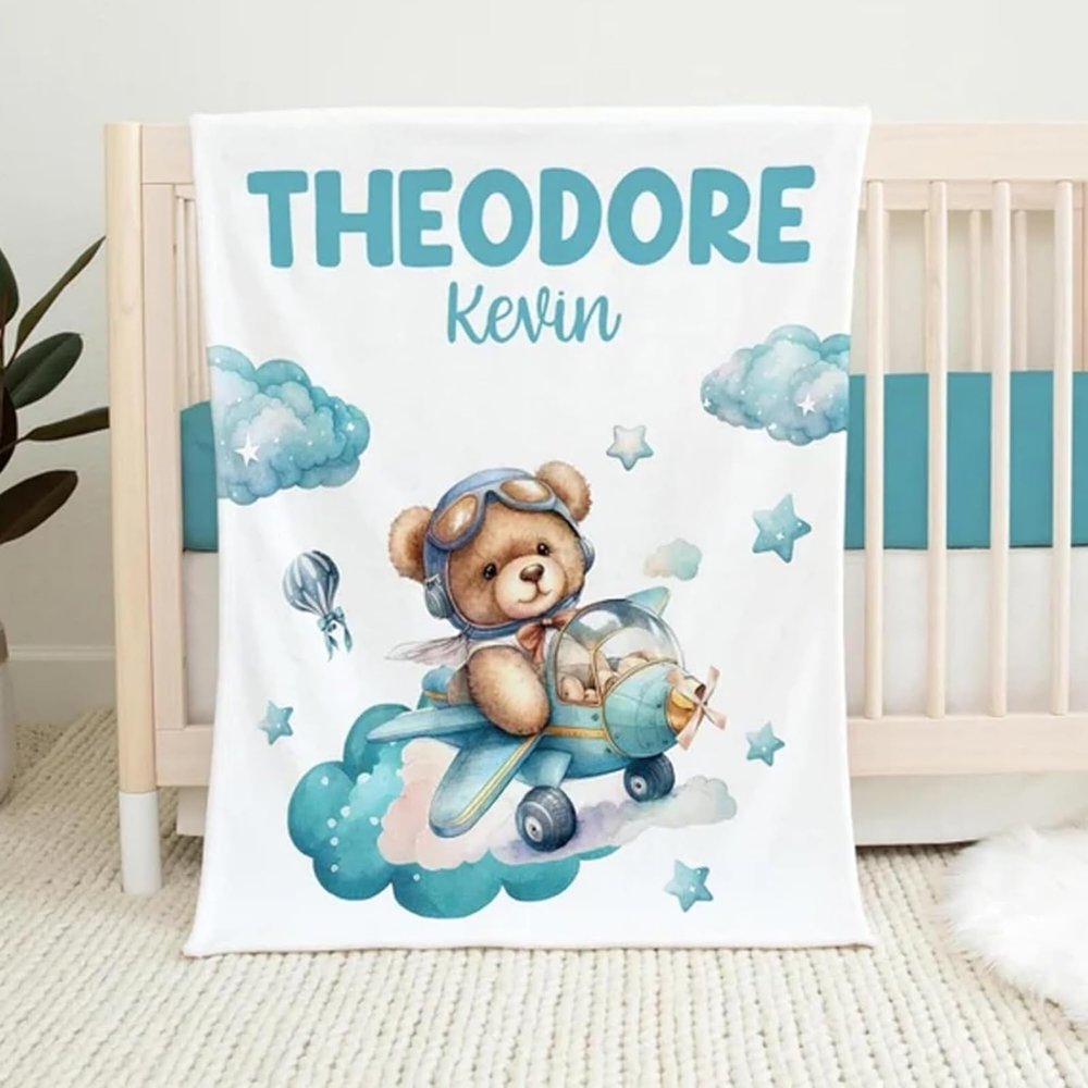 Personalized Baby Blanket with Name and Birth Date – Soft, Warm Cuddly Blanket