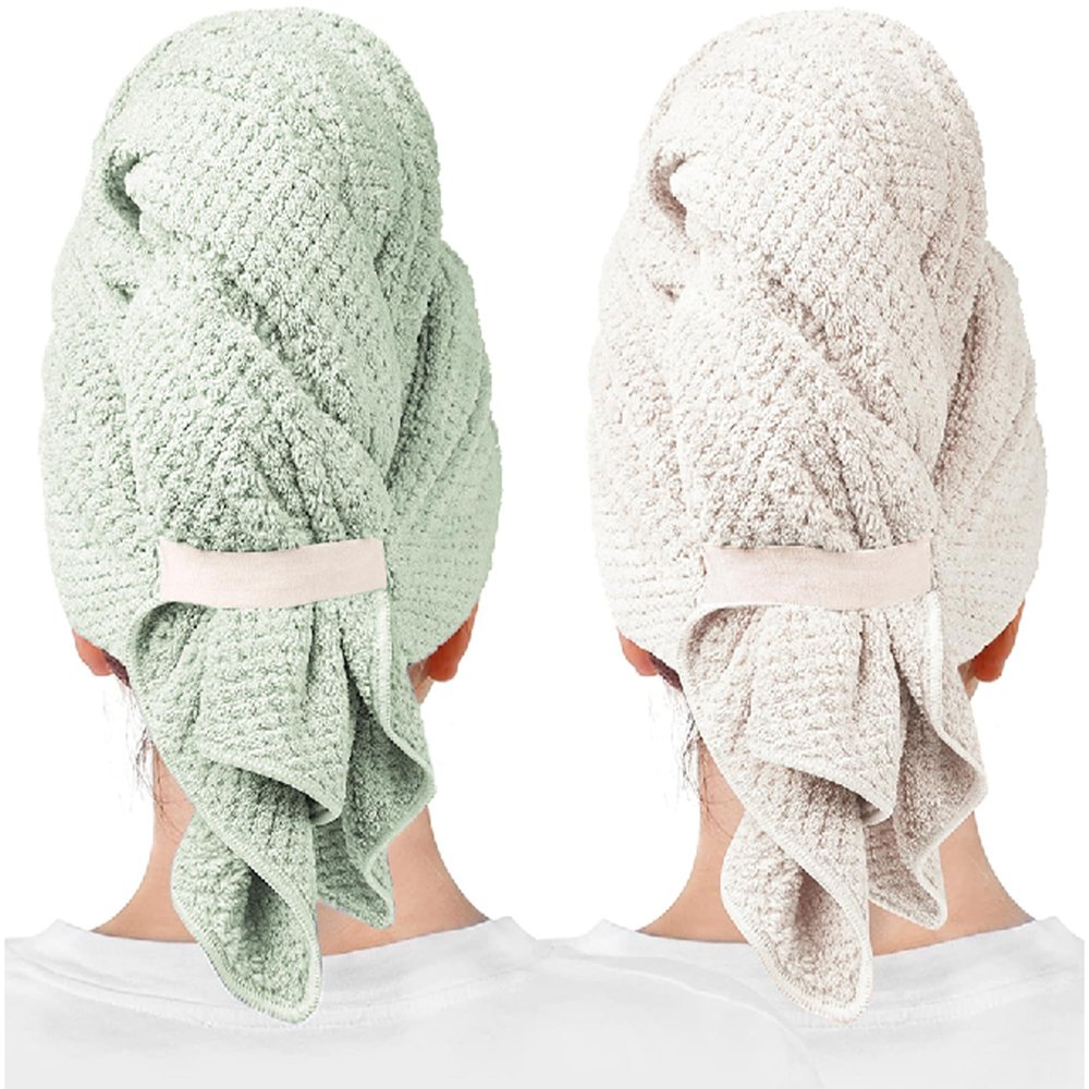 ROLSHOL 2-Pack Large Microfiber Hair Towels for Women, Super Absorbent and Quick-Drying, for Curly, Long and Short Hair, Anti-Frizz Hair Turbans, 70 x 100 cm