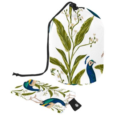 Eslifey Travel Cosmetic Bag, Makeup Bag, Multifunctional Toiletry Bag, Round Organizer, Storage Bag, Tropical Leaf Green, Multicolor, 9.9 x 6.9 in/25.2 x 17.6 cm