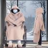 SXHEYUY Cozy Wheelchair Blanket Poncho with Hood, Beige, One Size view 3