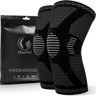 Quelcc 2-Pack Knee Brace Set, Compression Knee Sleeves for Women and Men, Black, XXL