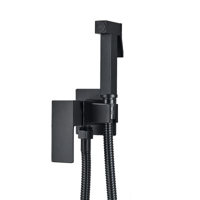 Wall-Mounted Handheld Bidet Sprayer Set, Black Brass Toilet Sprayer with 59-Inch Stainless Steel Hose