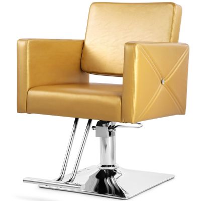 Gold-Colored Barber Chair with Heavy-Duty Hydraulic Pump and 360-Degree Swivel