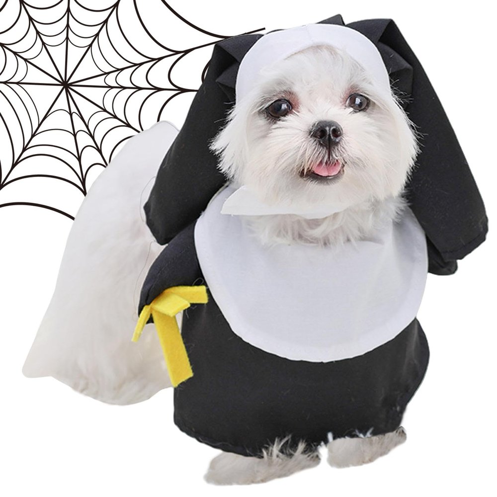 Cat Nun Costume, Funny Pet Nun Outfit for Halloween and Parties