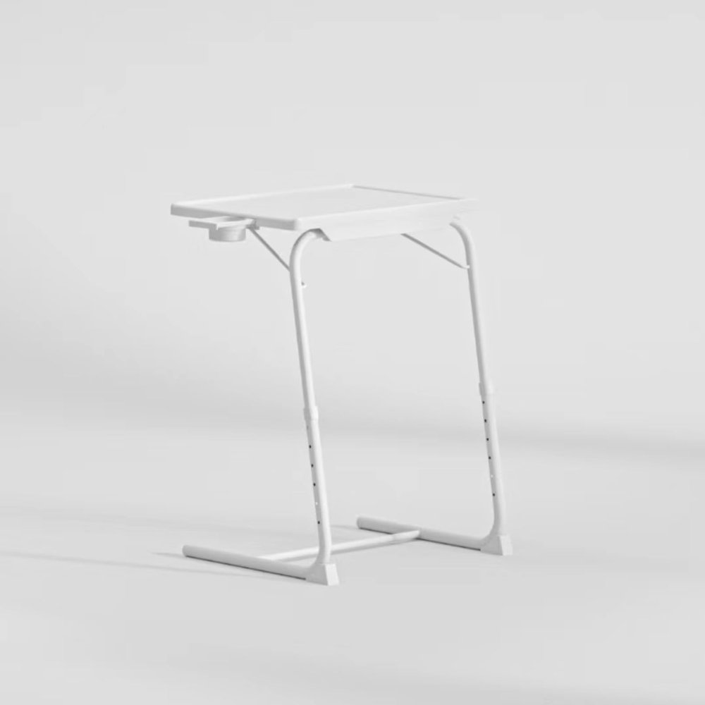 CELOTUS Adjustable TV Tray Table for Bed and Sofa, White