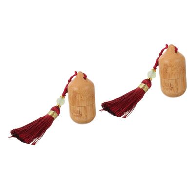 Bamboo Roll-On Perfume Bottles, 2-Pack, 1 ml, Red