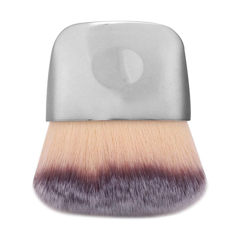 Mini Multifunctional Makeup Brush for Loose Powder or Blush with Soft Fiber Bristles, Black, Portable Beauty Tool (SILVER)