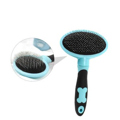 Happyyami Stainless Steel and Plastic Cat and Dog Brush with Massage Function, Blue