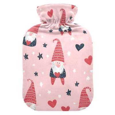 Hot Water Bottle with Christmas Elves, Pink, 2 Liters