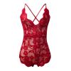 Women's Red Open-Crotch Bodystocking Lingerie Set view 1