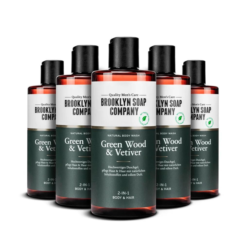 Brooklyn Soap Company Men's Shower Gel - Green Wood & Vetiver - 5 x 300 ml