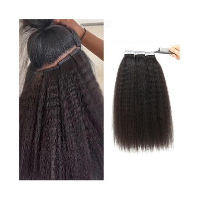 Tape-In Human Hair Extensions for Black Women, Kinky Straight Remy Hair, 20 Pieces, 50 g