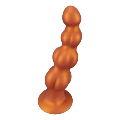 Qiyasex Silicone Anal Beads with Suction Cup, 4-Ball Flexible Anal Chain, Size L