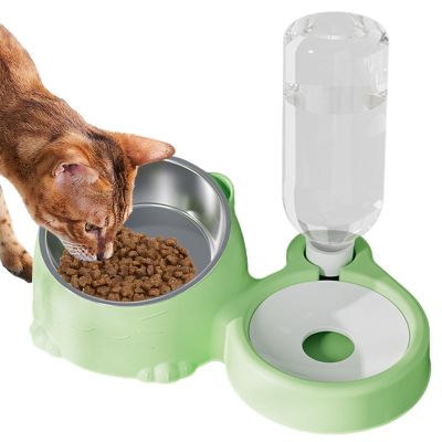 Cat Food and Water Bowl Set, Stainless Steel